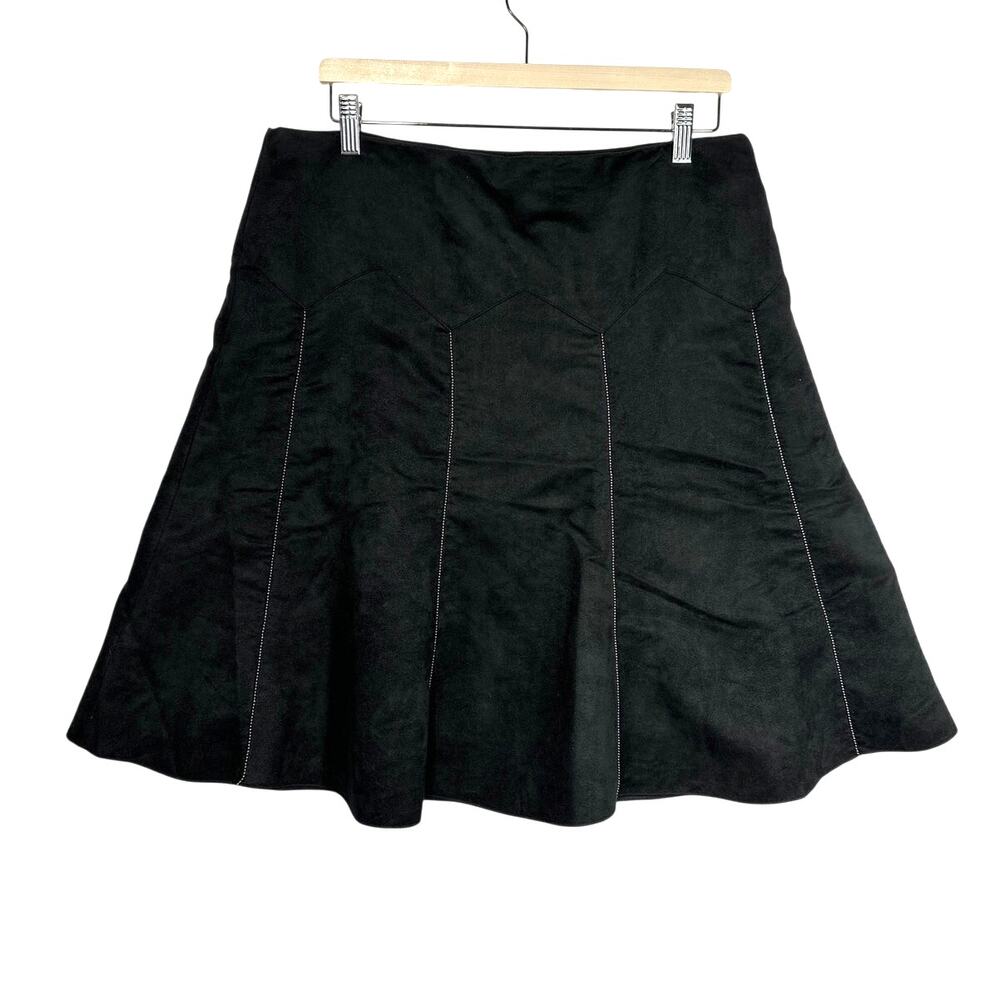 English Laundry Faux Suede Skater Skirt Beaded Knee Length Black A-Line Sz L